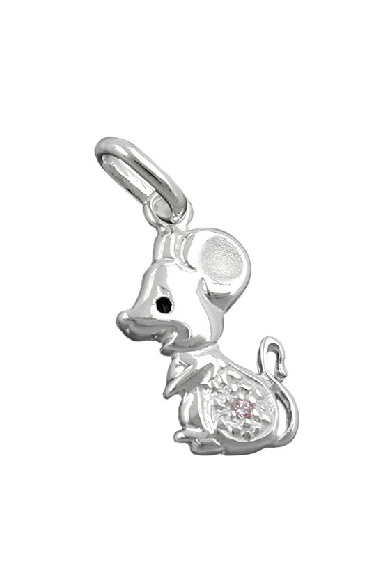 PENDANT MOUSE PINK ZIRCONIA SILVER 925