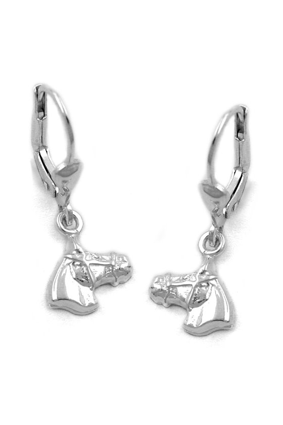 LEVERBACK EARRINGS HORSE HEAD SILVER 925