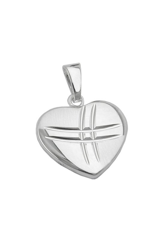 PENDANT HEART SHINY - MATT SILVER 925