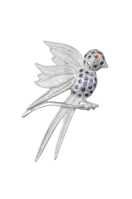 PENDANT BIRD LILAC EYES SILVER 925