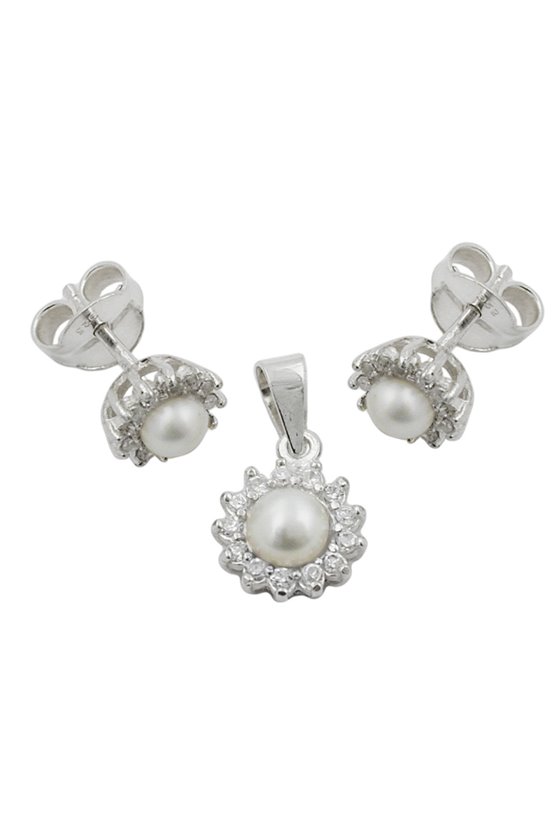 A SET OF EARRINGS AND PENDANT SILVER 925