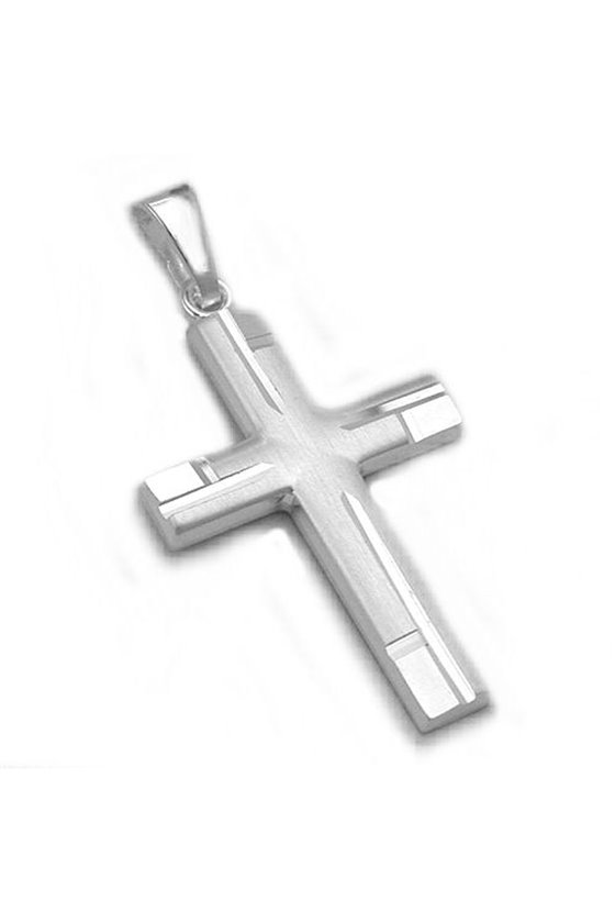PENDANT CROSS SHINY - MATT SILVER 925