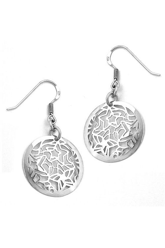 HOOK EARRINGS ROUND WITH STARS SILVER 925
