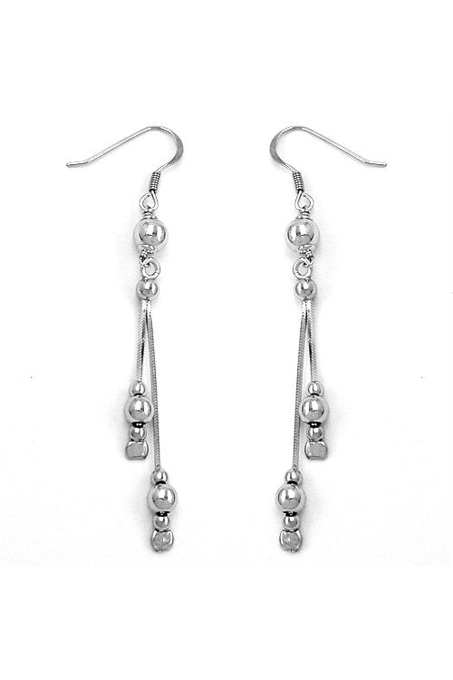 HOOK EARRINGS SNAKE CHAIN BALLS SILVER 925