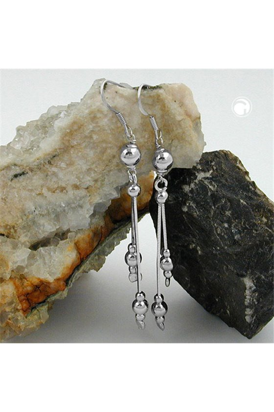 HOOK EARRINGS SNAKE CHAIN BALLS SILVER 925