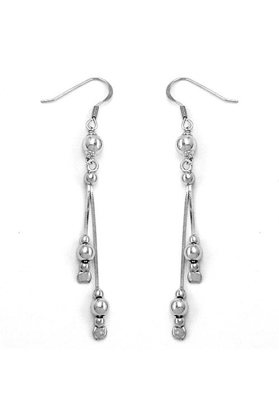 HOOK EARRINGS SNAKE CHAIN BALLS SILVER 925
