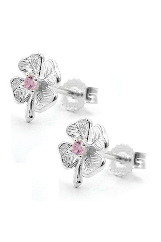 EARRING STUD ZIRCONIA PINK SILVER 925