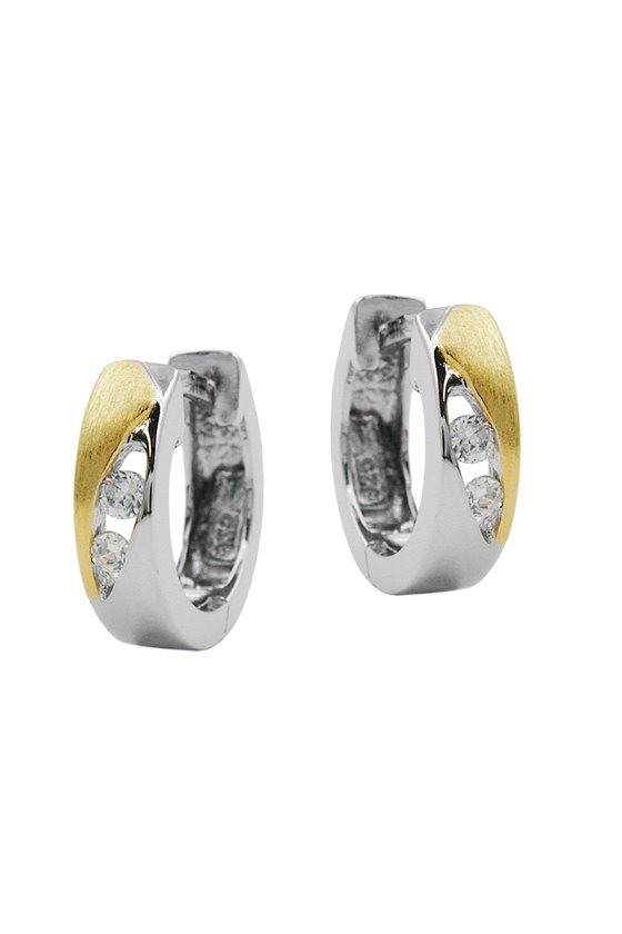 HOOP EARRINGS TWO TONE SILVER 925