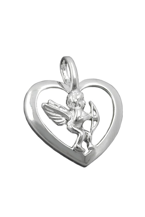 HEART PENDANT WITH ANGEL SILVER 925