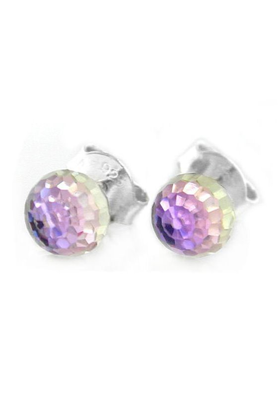 EARRINGS 6MM PURPLE SILVER 925