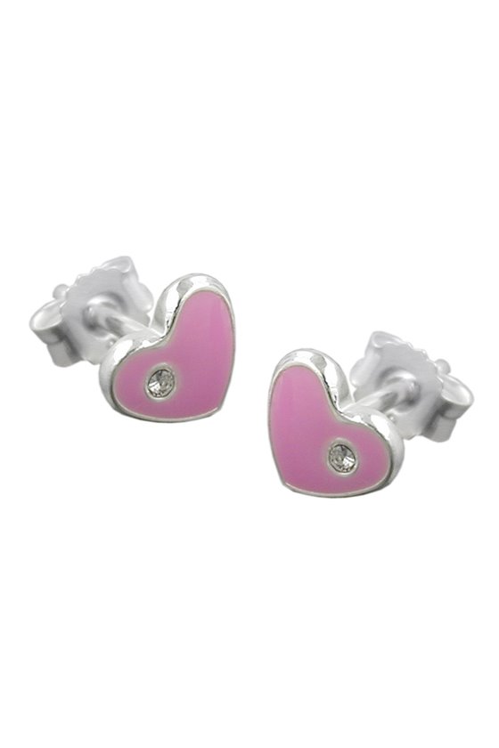 EARRINGS PINK HEARTS SILVER 925