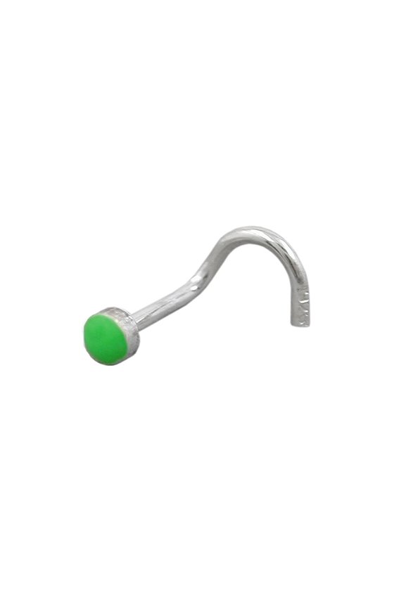 NOSE SCREW GREEN ENAMEL SILVER 925