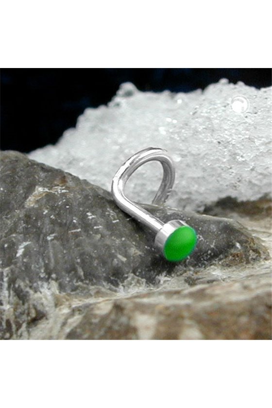 NOSE SCREW GREEN ENAMEL SILVER 925