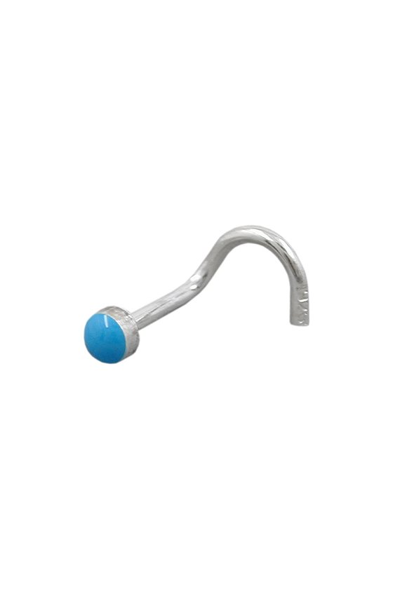 NOSE SCREW BLUE ENAMEL SILVER 925