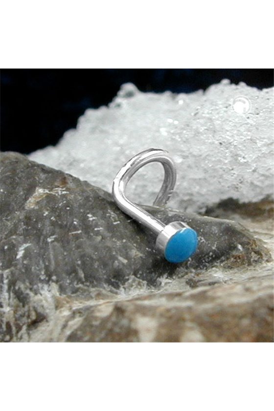 NOSE SCREW BLUE ENAMEL SILVER 925