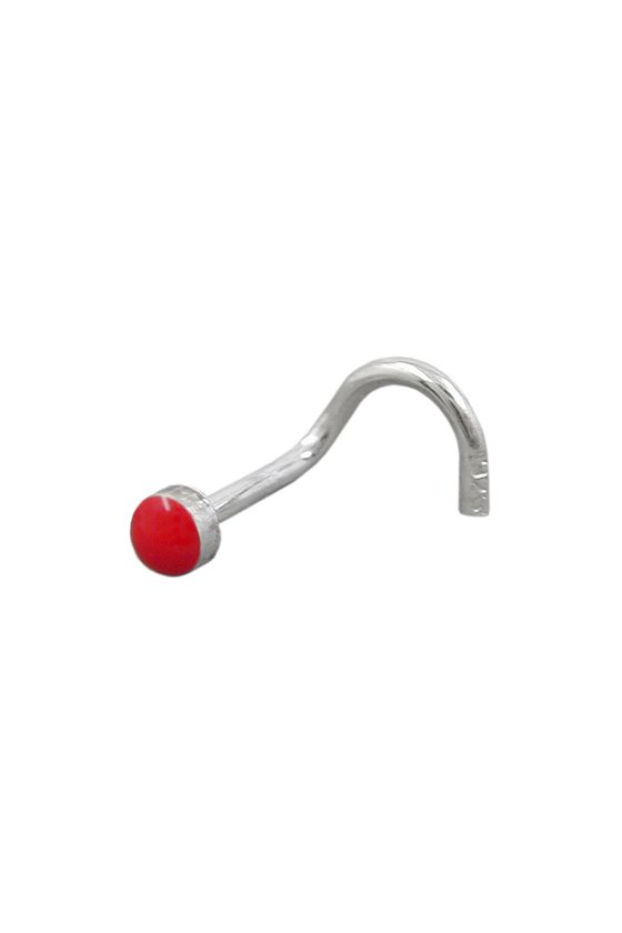 NOSE SCREW RED ENAMEL SILVER 925