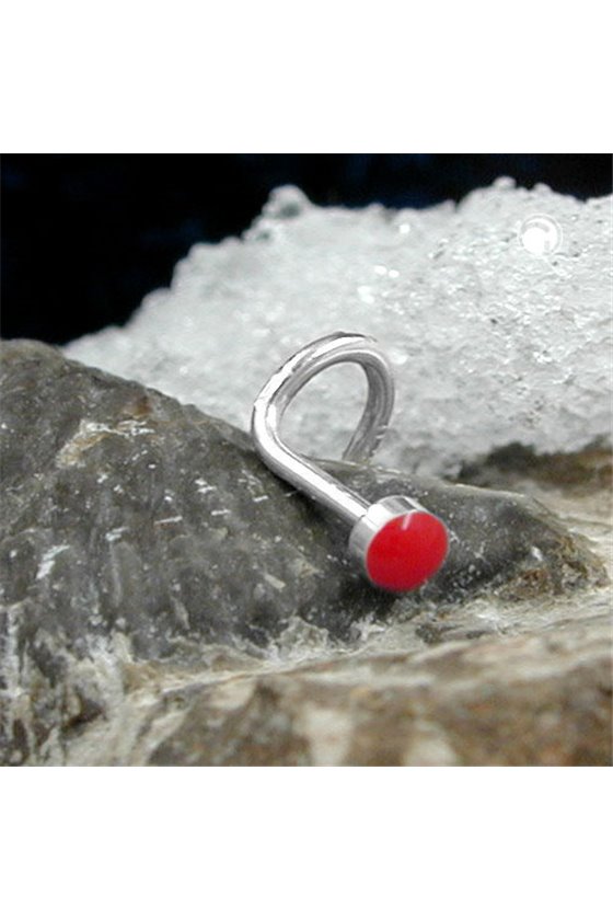 NOSE SCREW RED ENAMEL SILVER 925