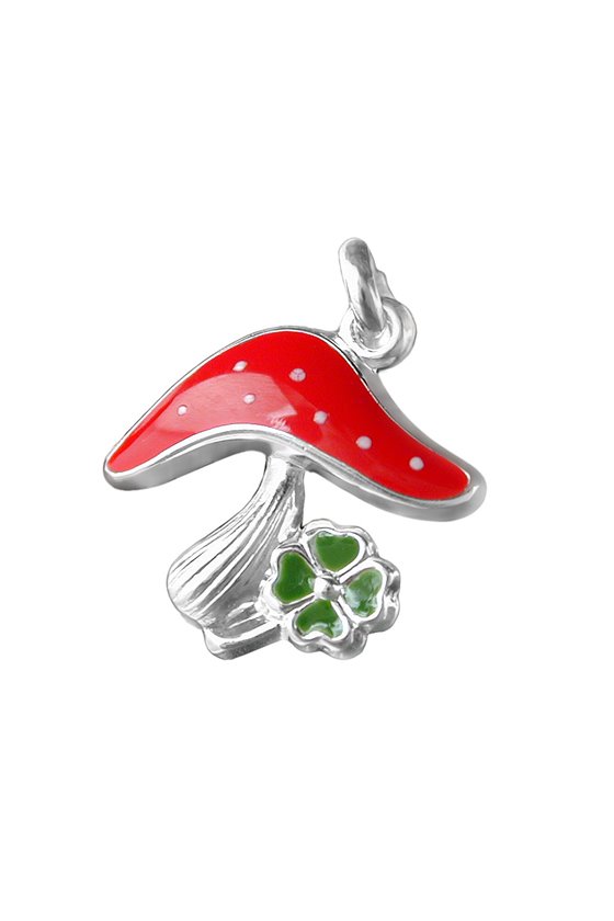 PENDANT FLY AGARIC & CLOVERLEAF SILVER 925