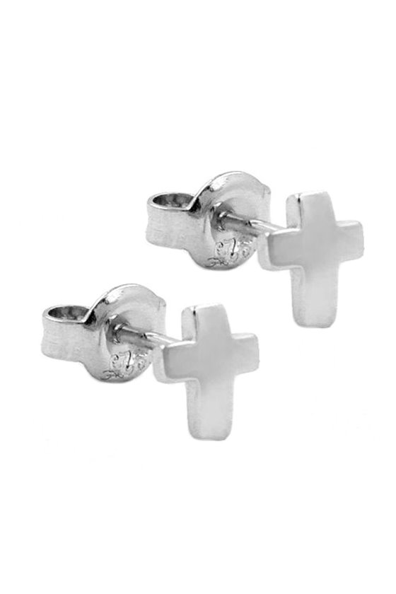 STUD EARRINGS SMALL CROSS SILVER 925