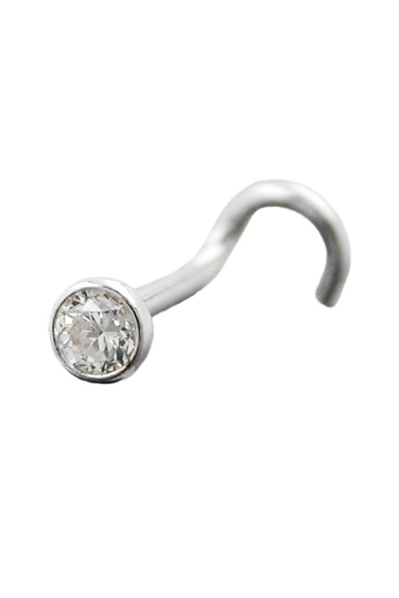 NOSE SCREW ZIRCONIA WHITE SILVER 925