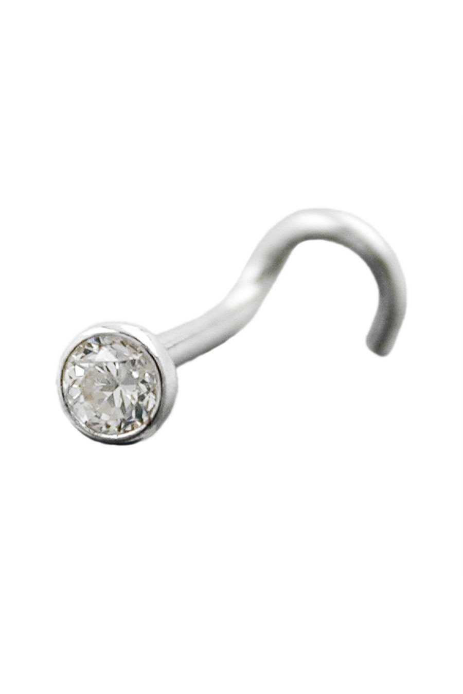 NOSE SCREW ZIRCONIA WHITE SILVER 925