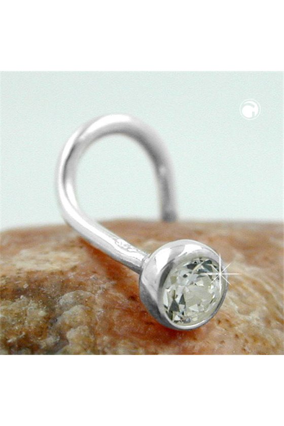 NOSE SCREW ZIRCONIA WHITE SILVER 925