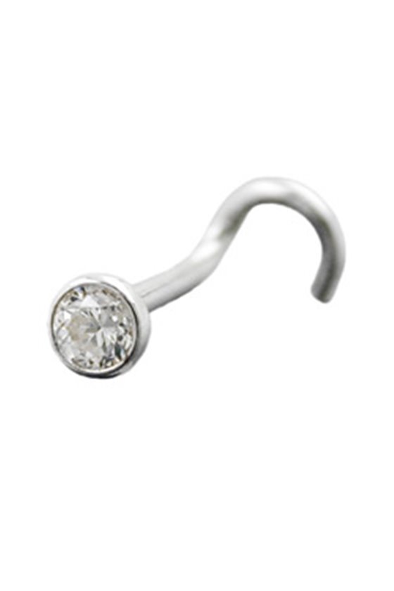 NOSE SCREW ZIRCONIA WHITE SILVER 925