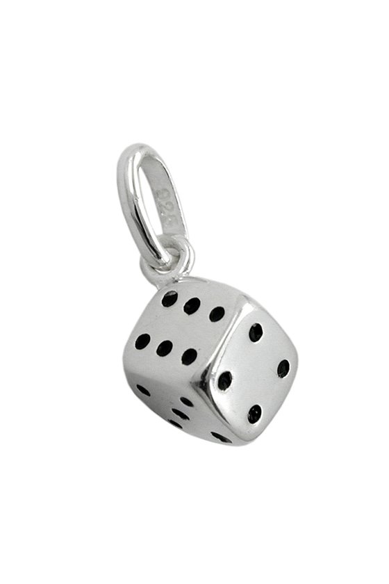 PENDANT DICE CUBE BLACK SILVER 925