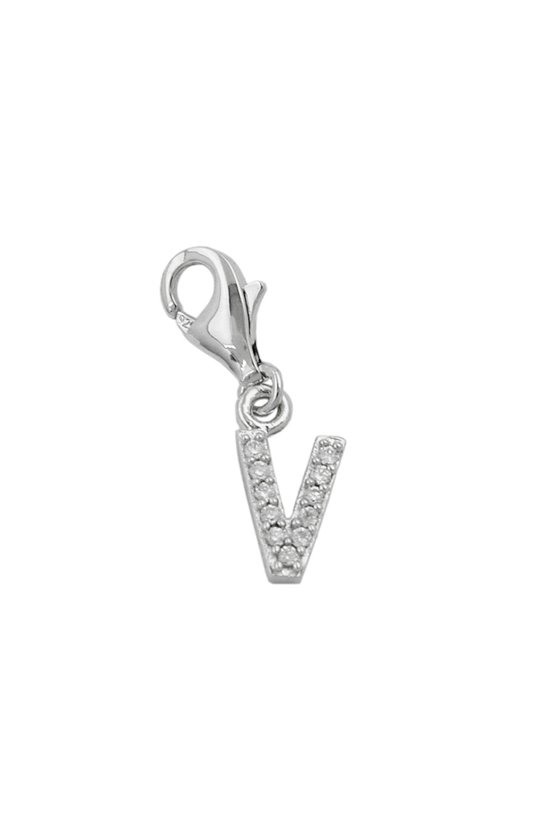 PENDANT CHARM LETTER V SILVER 925