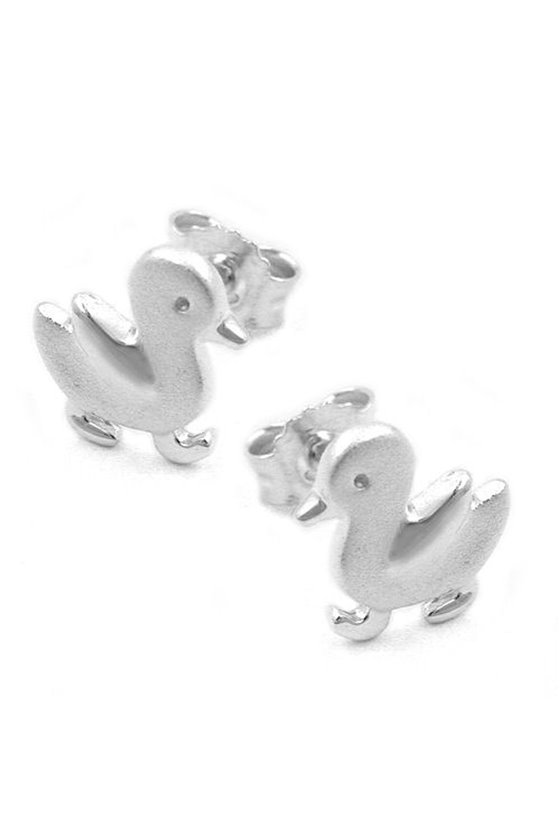 STUD EARRINGS DUCKS SILVER 925