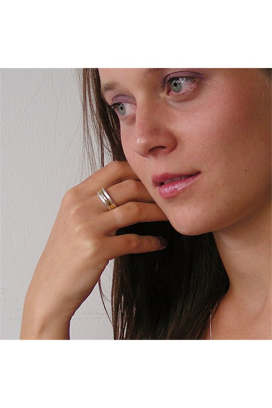 RING TWO TONE GROOVES SILVER 925