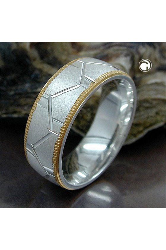 RING TWO TONE HONEYCOMB PATTERN SILVER 925