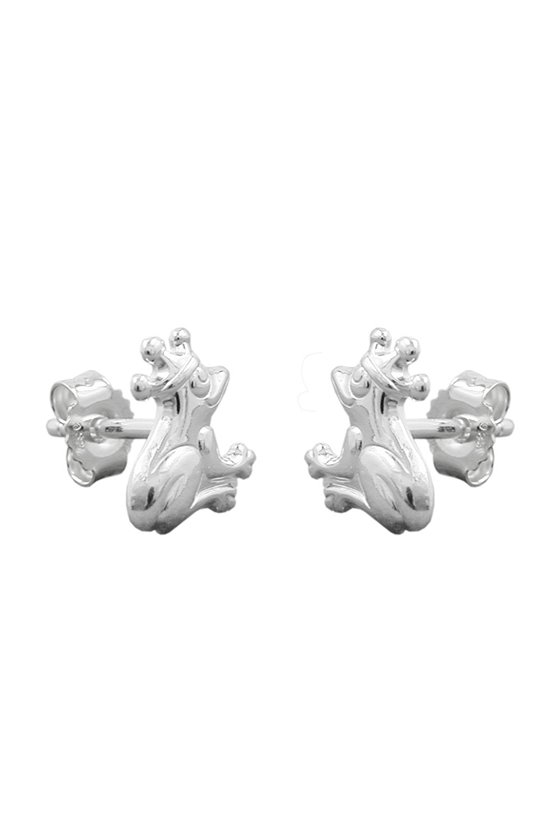 EARSTUDS FROG WITH CROWN SILVER 925