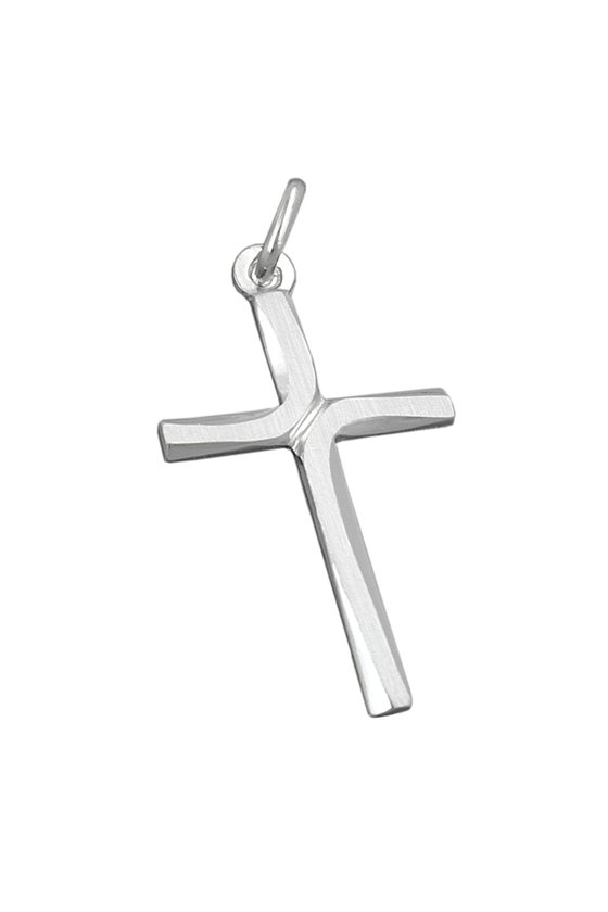 PENDANT CROSS SHINY - MATT SILVER 925