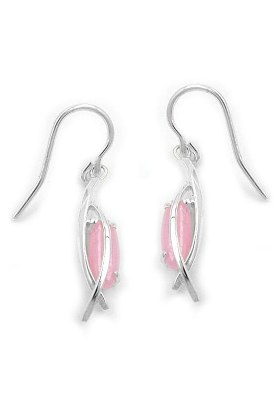 EARRINGS CZ MILKY-PINK SILVER 925