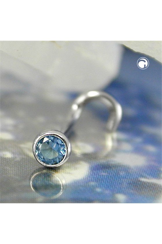 NOSE SCREW ZIRCONIA AQUA BLUE SILVER 925