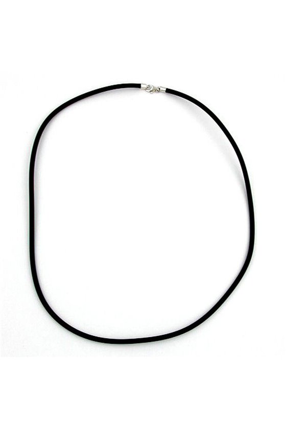 NECKLACE 3MM RUBBER SILVER CLASP 925