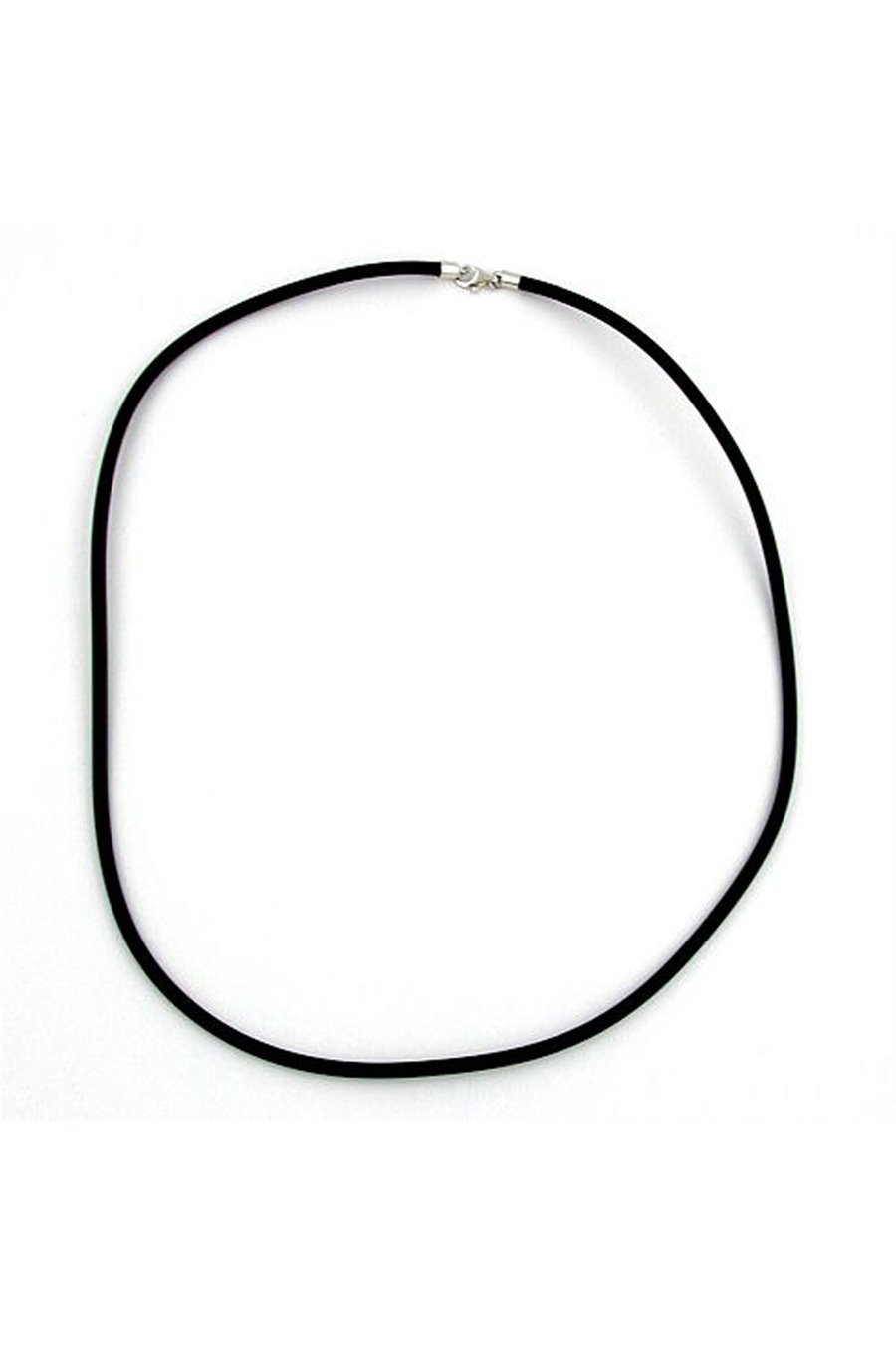 NECKLACE 3MM RUBBER SILVER CLASP 925