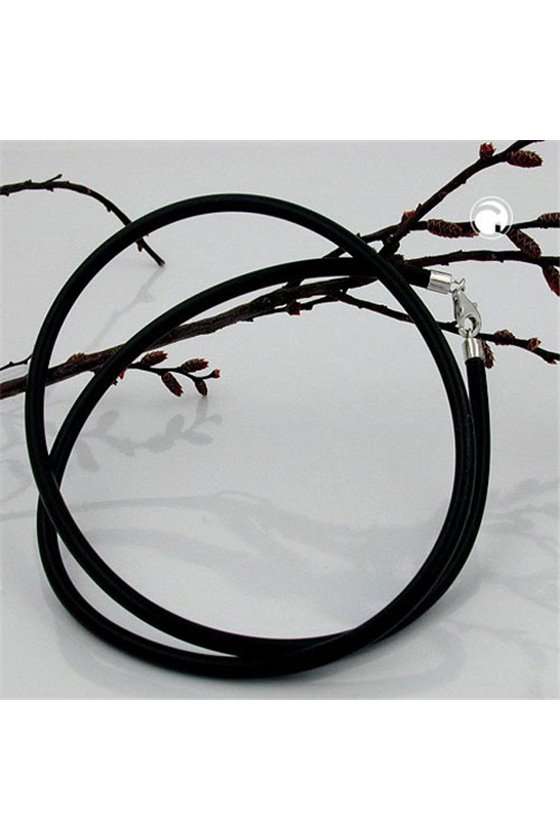 NECKLACE 3MM RUBBER SILVER CLASP 925