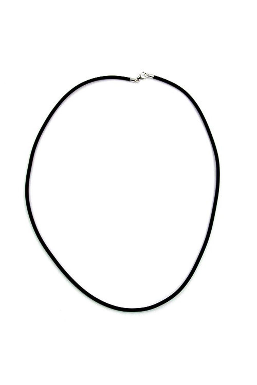 NECKLACE 2MM RUBBER SILVER CLASP 925