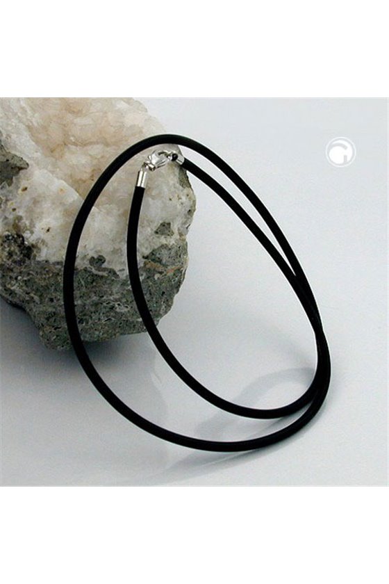 NECKLACE 2MM RUBBER SILVER CLASP 925