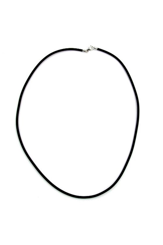 NECKLACE 2MM RUBBER SILVER CLASP 925