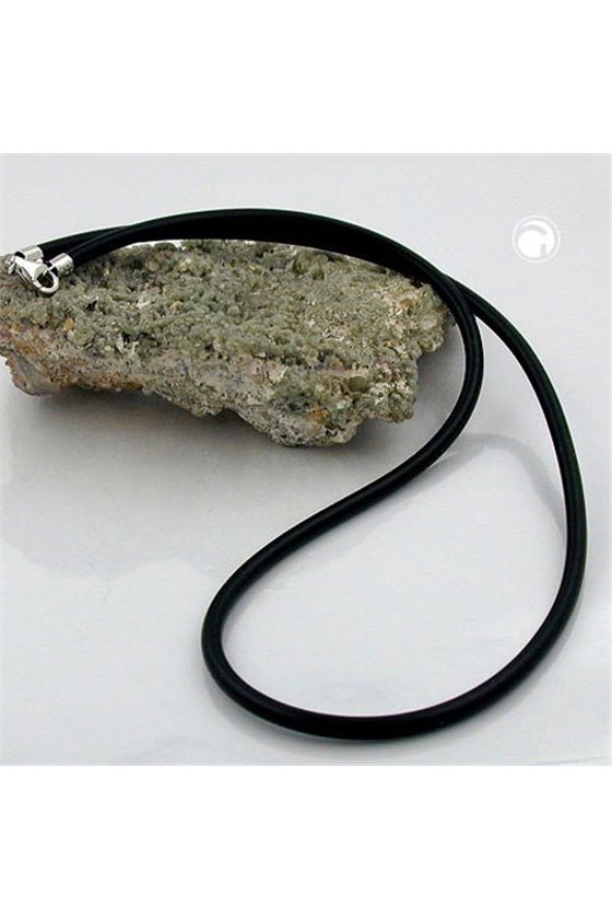 NECKLACE 3MM RUBBER SILVER CLASP 925