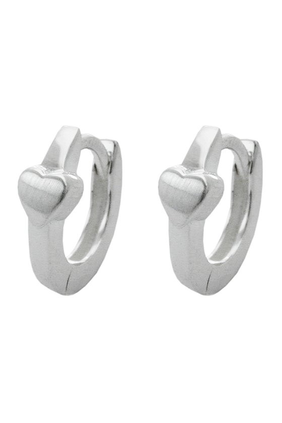 HINGED HOOPS EARRINGS HEART SILVER 925