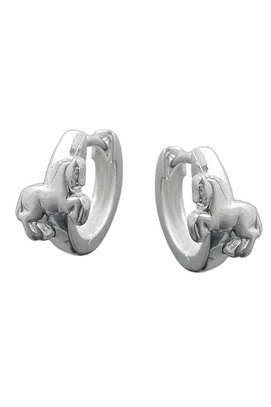 HOOP EARRINGS WITH HORSES SILVER 925