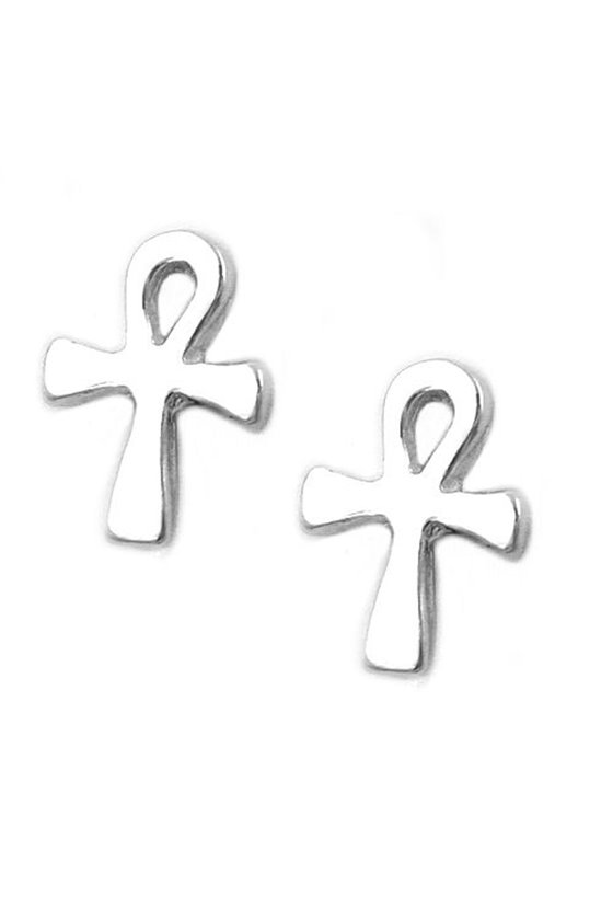 EARRINGS,CROSS ANKH SILVER 925