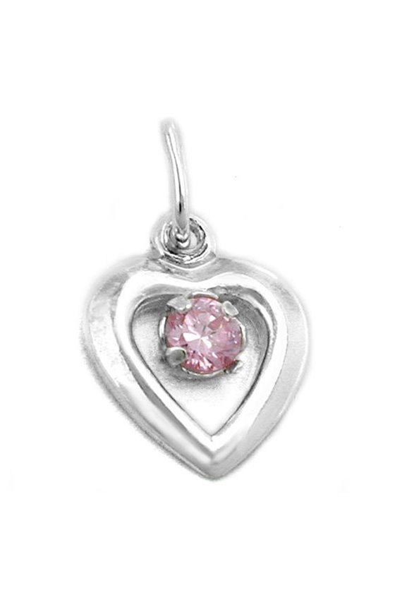 PENDANT HEART ZIRCONIA-PINK SILVER 925