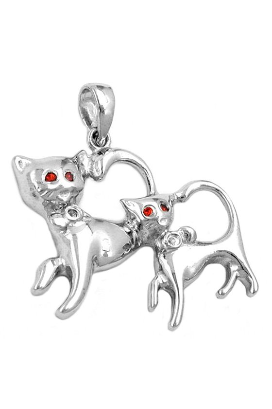 PENDANT 2 CATS SILVER 925