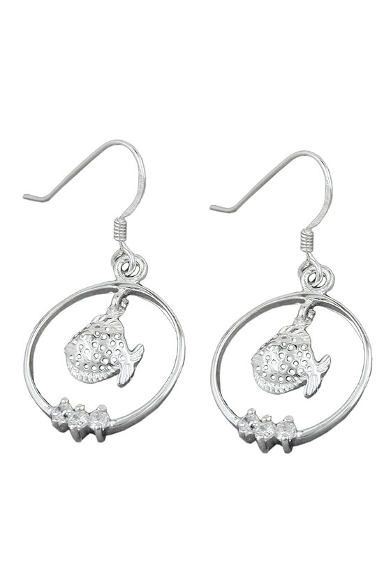 EARRINGS FISH ZIRCONIA SILVER 925