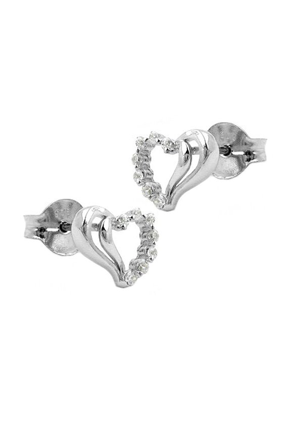 HEART EAR STUDS ZIRCONIA SILVER 925